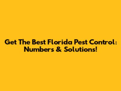Get The Best Florida Pest Control: Numbers & Solutions!
